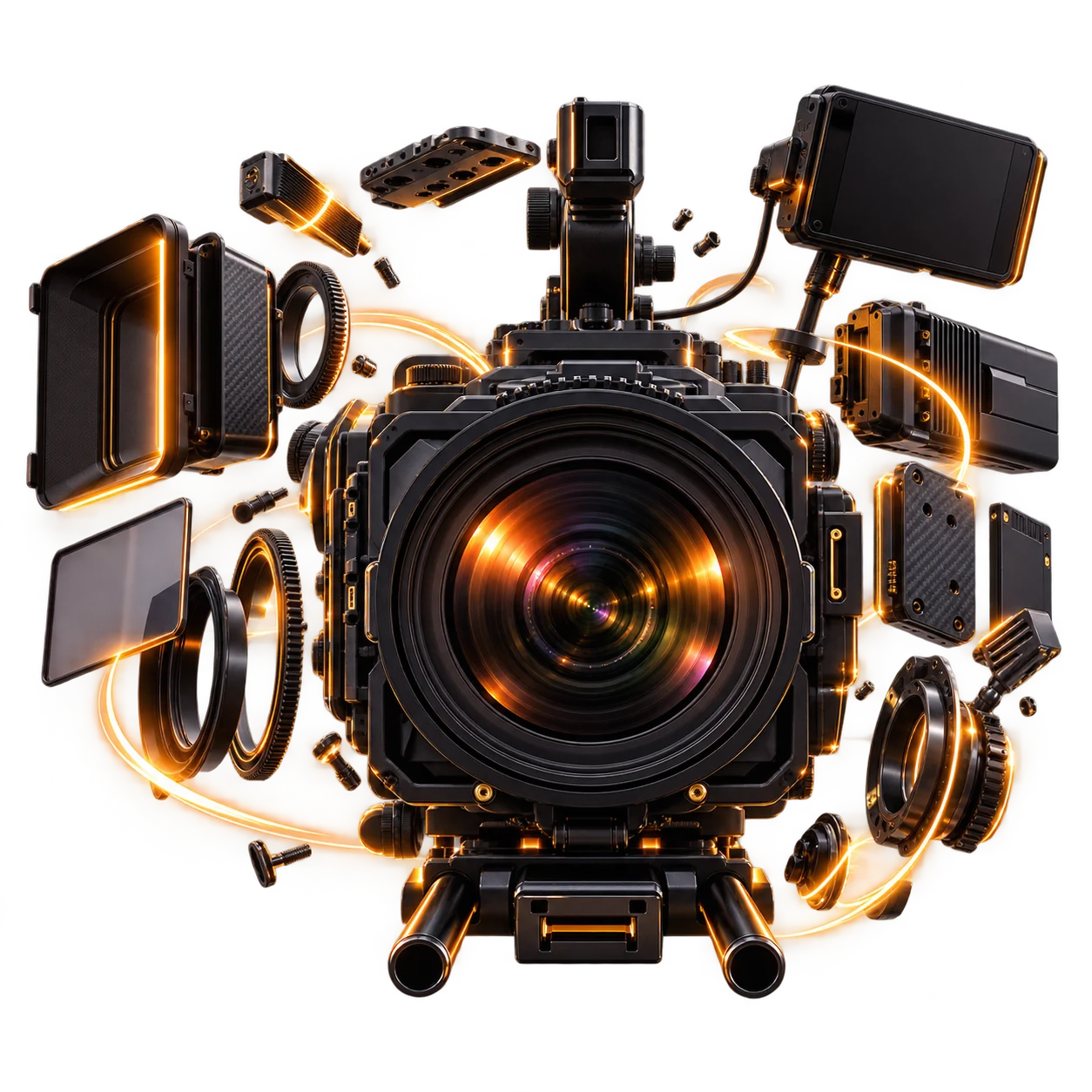 Cinematic camera facing the viewer