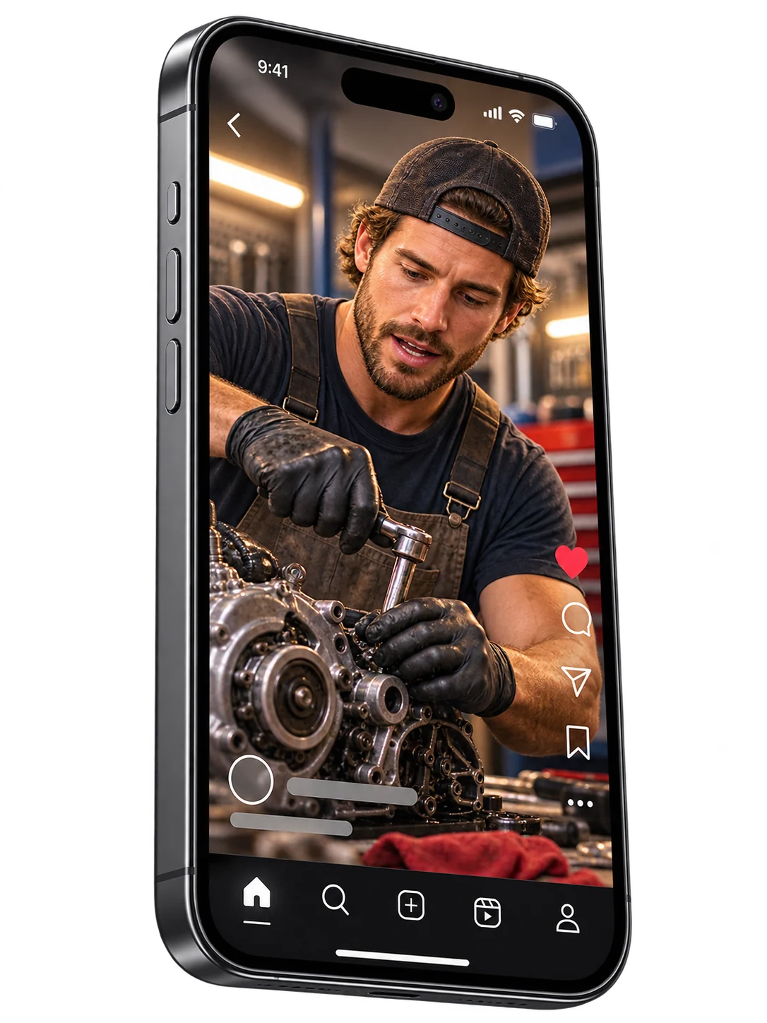 Fictional repair creator teaching on a phone screen
